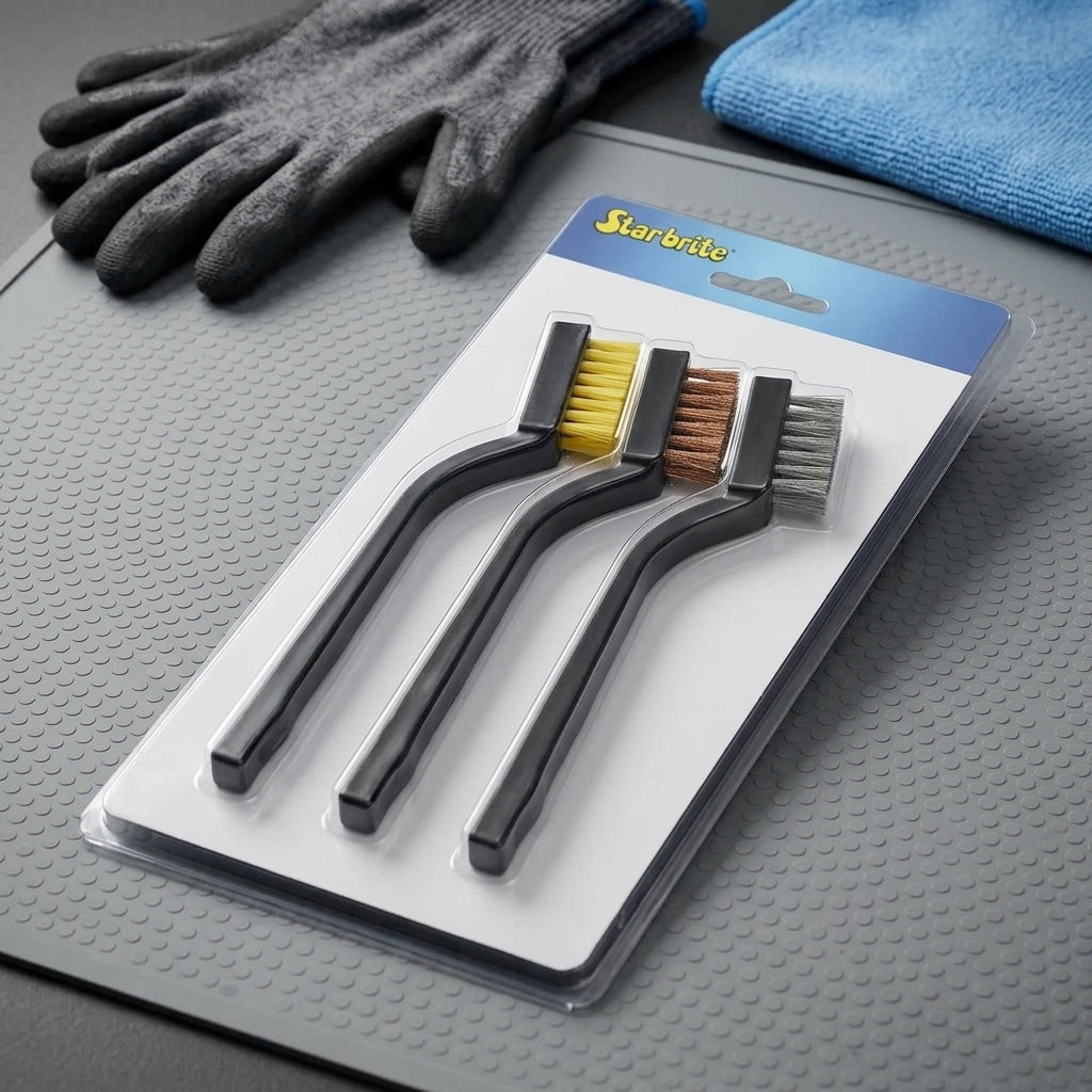 3-Piece Detail Wire Brush Set (Nylon, Brass, Stainless)
