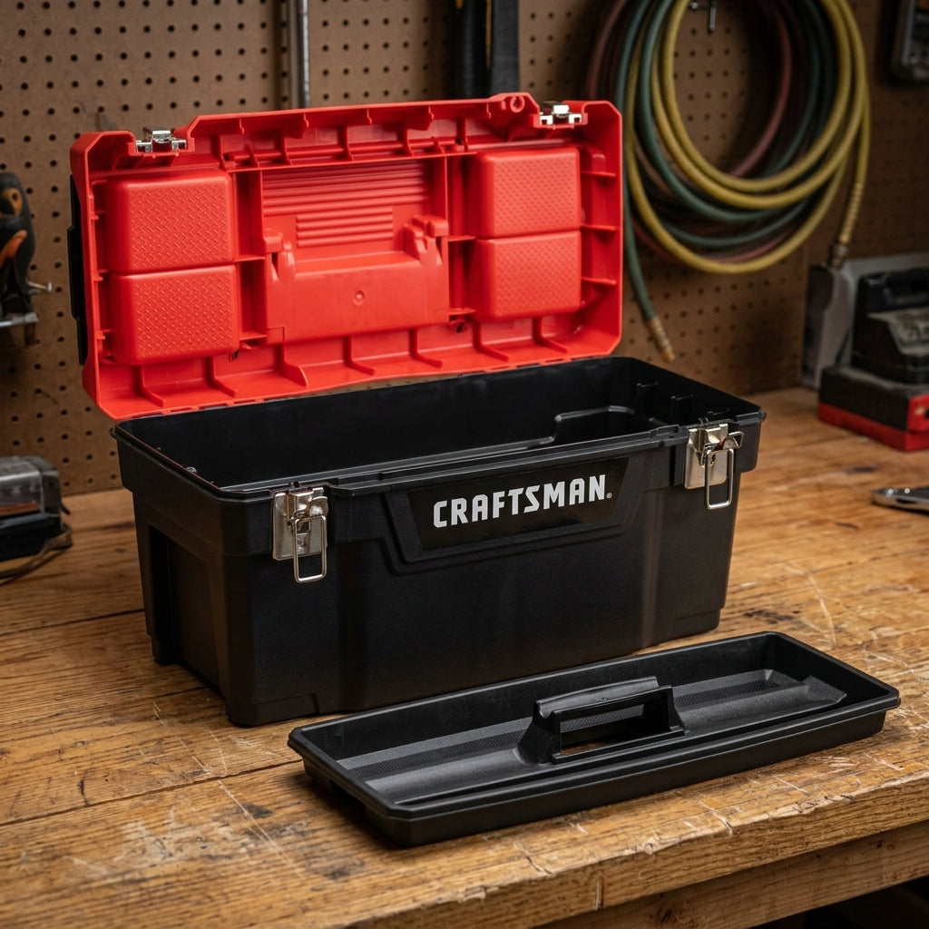 20 in. Plastic Tool Box with Removable Tray