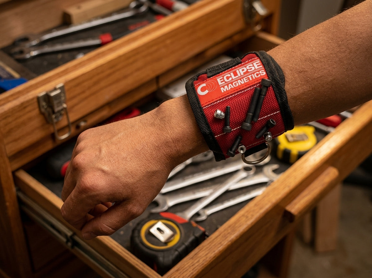 Magnetic Wristband for Screws, Nails, and Bits